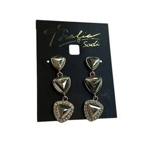 Thalia Sodi Gold Geometric Drop Earrings, Rhinestone Details, NWT!